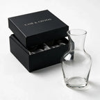 Luna clear glass carafe with a clean silhouette and flared neck