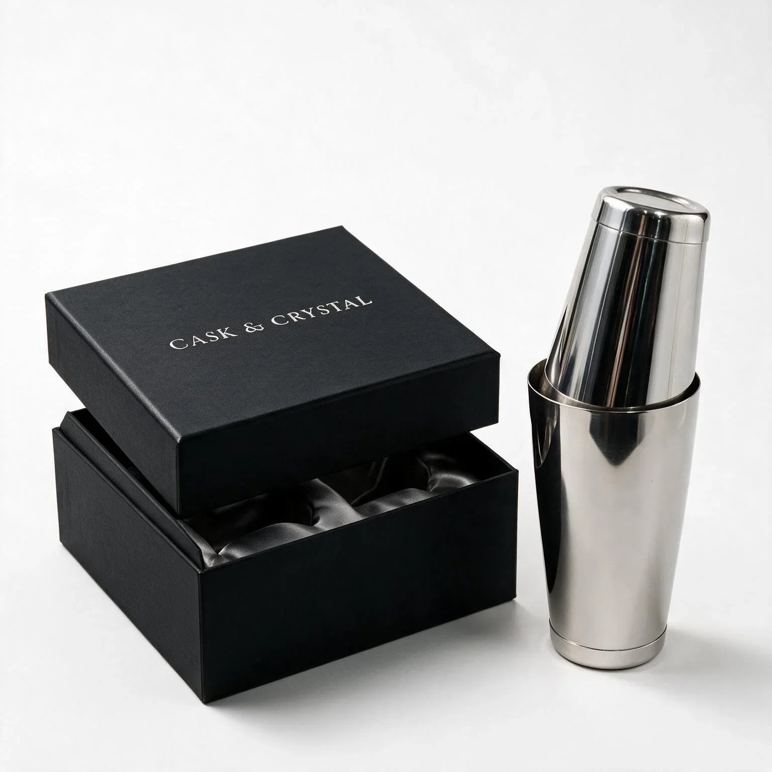 Kara 2-piece cocktail shaker with a sleek silver finish