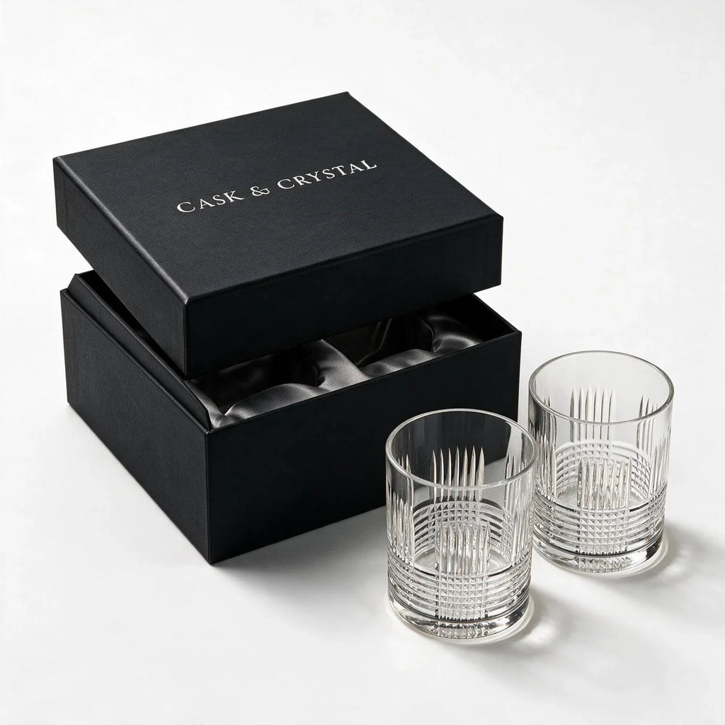 Knox classic whisky glass featuring sharp linear cuts and a flat base6