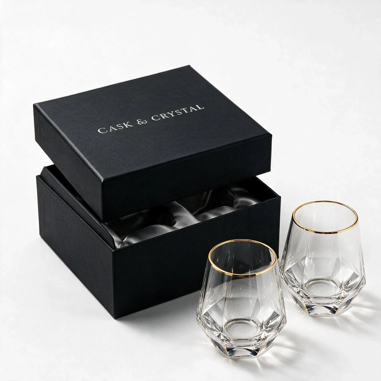 Aura classic whisky glass featuring gentle vertical fluting and a gold rim 6