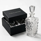 Westmoor clear whisky decanter with diamond cut facets and a square base