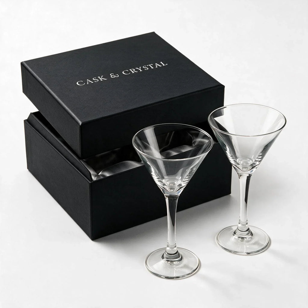 Vesper clear cocktail glass with star cut facets and a classic martini bowl 