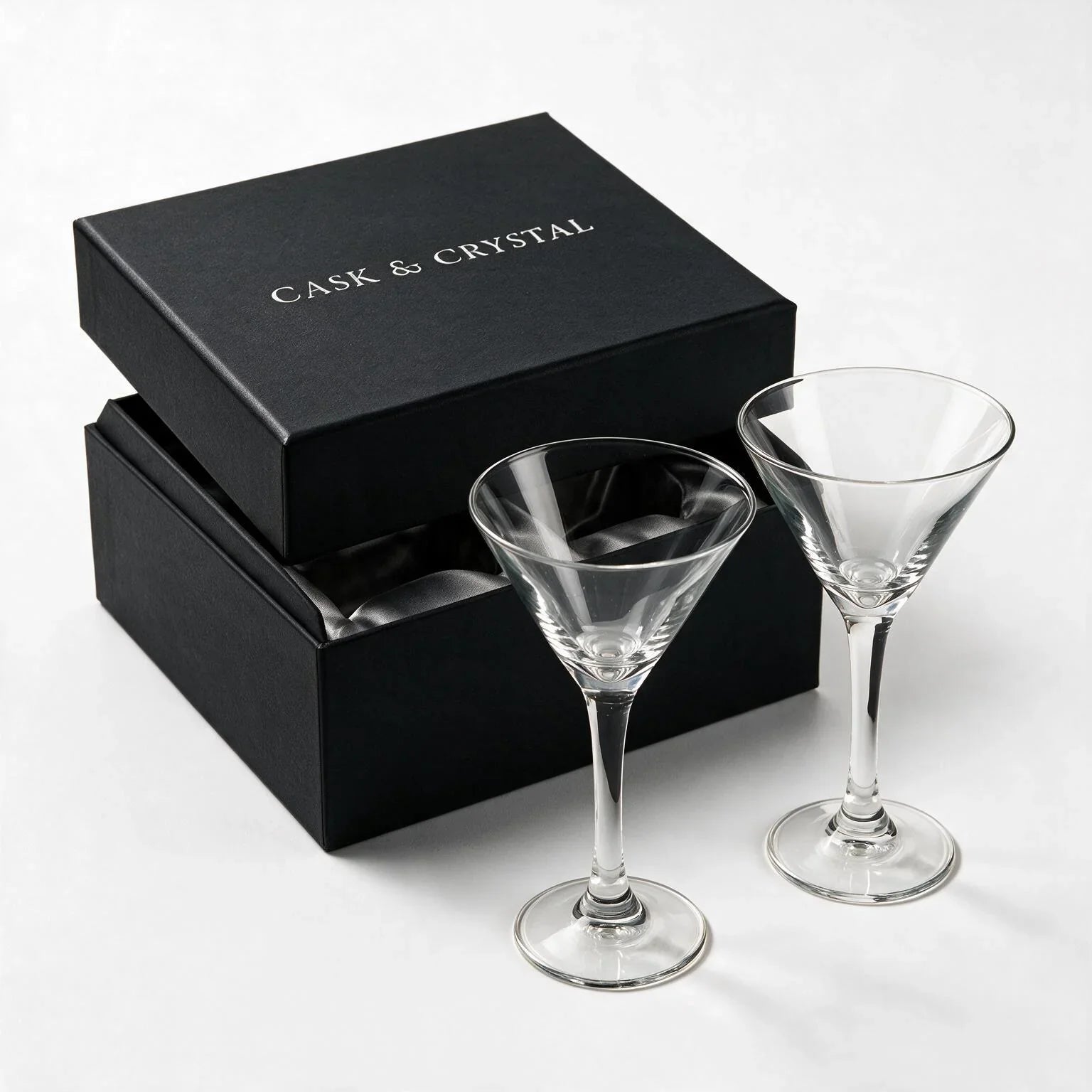Vesper clear cocktail glass with star cut facets and a classic martini bowl 