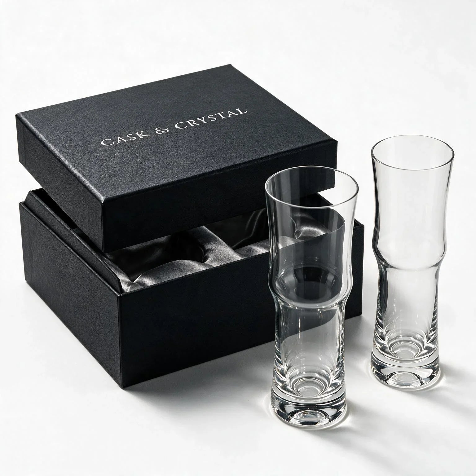 Alden clear beer glass with a contoured pilsner silhouette