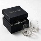 Vale modern whiskey glass with a sculpted mountain base and subtly tapered sides 2