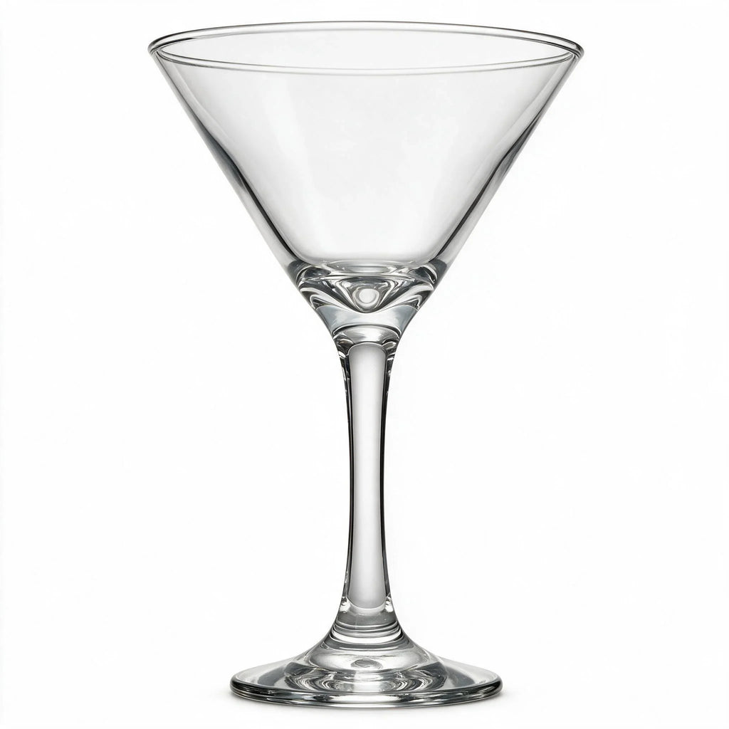 Vesper clear cocktail glass with star cut facets and a classic martini bowl 