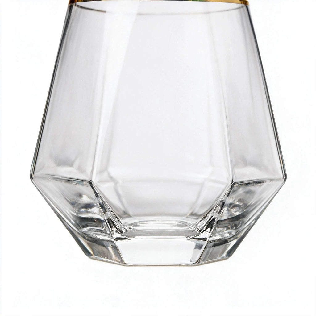 Aura classic whisky glass featuring gentle vertical fluting and a gold rim 5