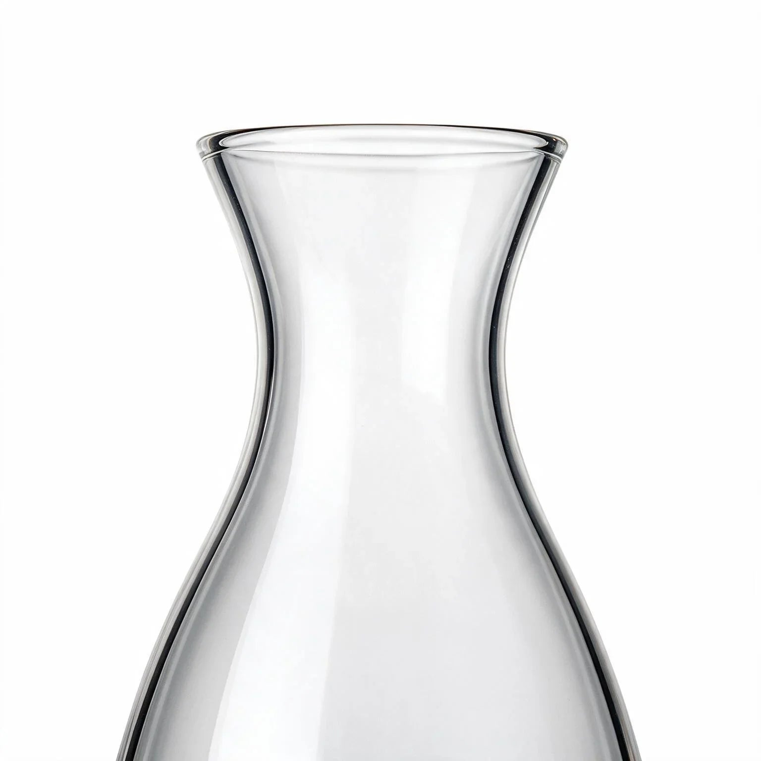 Orla clear glass decanter with a spherical wooden stopper