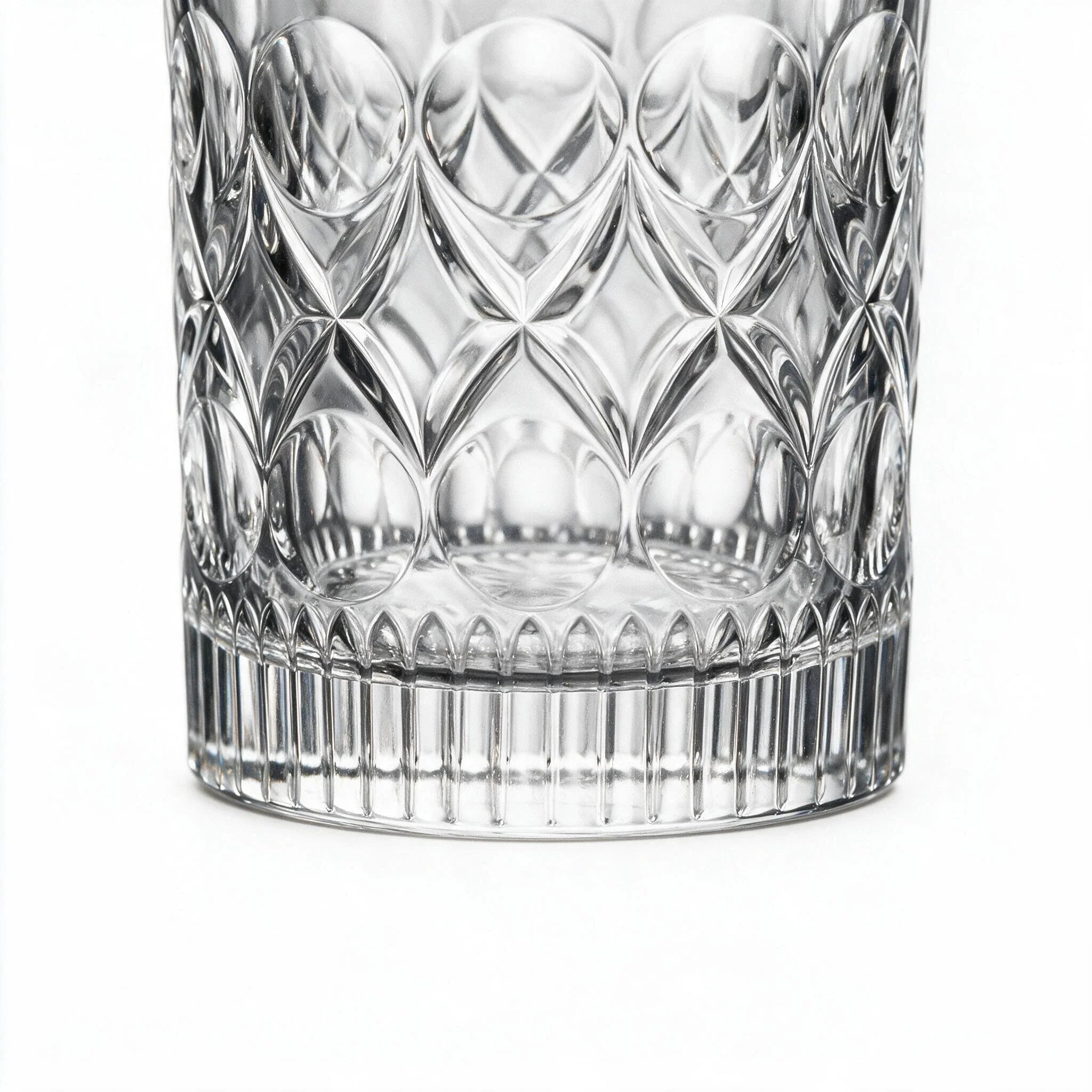 Cadence classic whisky glass featuring a heavily textured geometric pattern and flat base 4