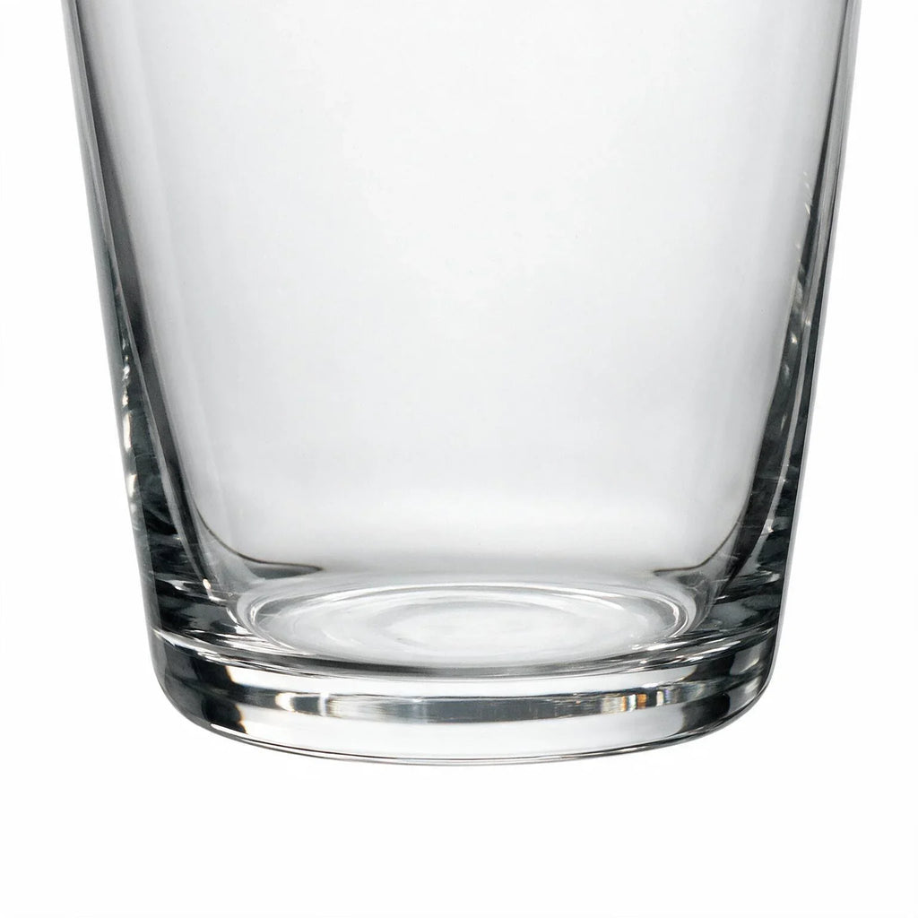 Luna clear glass carafe with a clean silhouette and flared neck