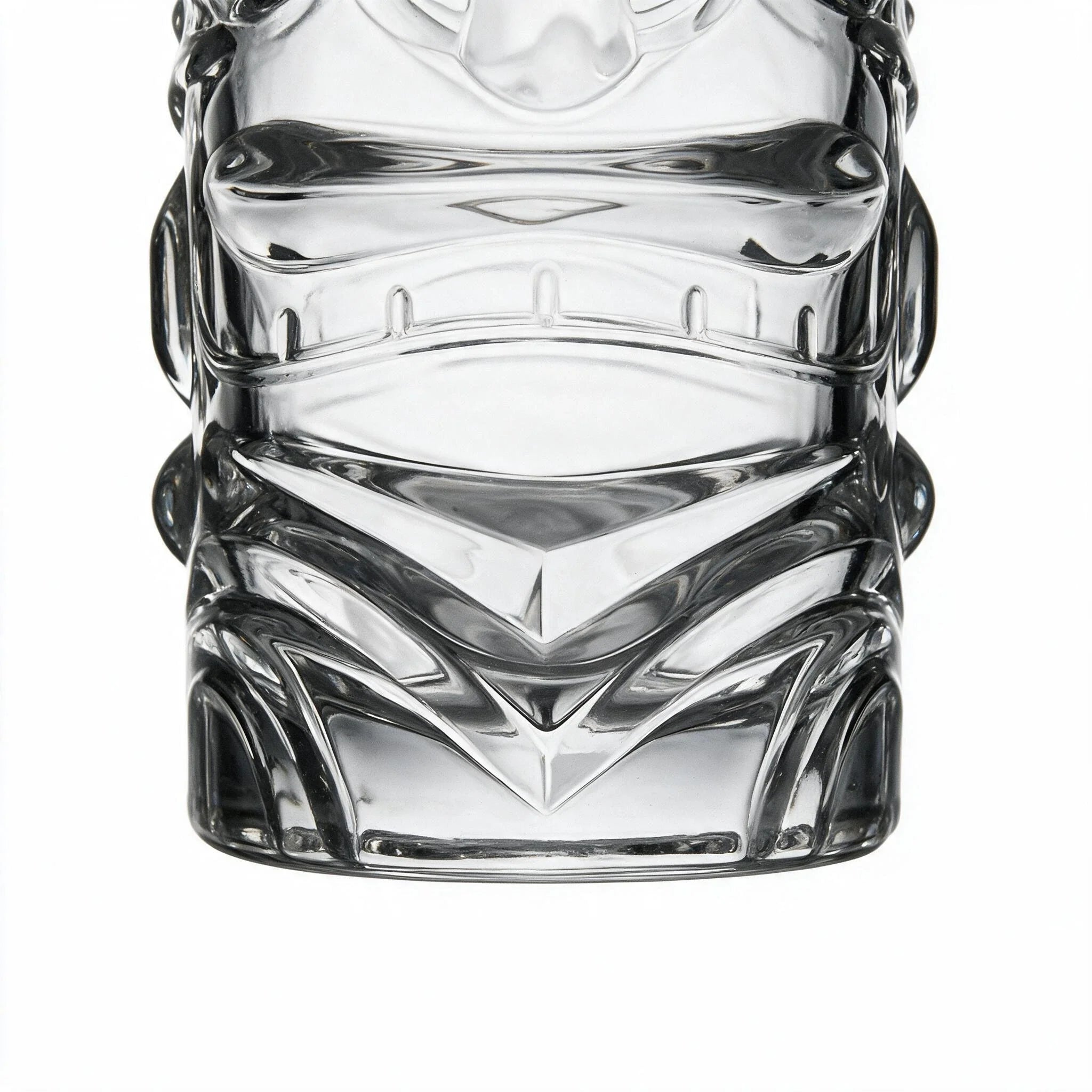 Kahuna clear tiki glass featuring a deeply sculpted tropical face design 4