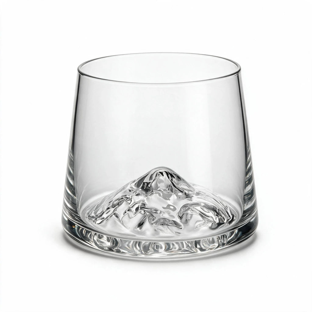 Vale modern whiskey glass with a sculpted mountain base and subtly tapered sides 1