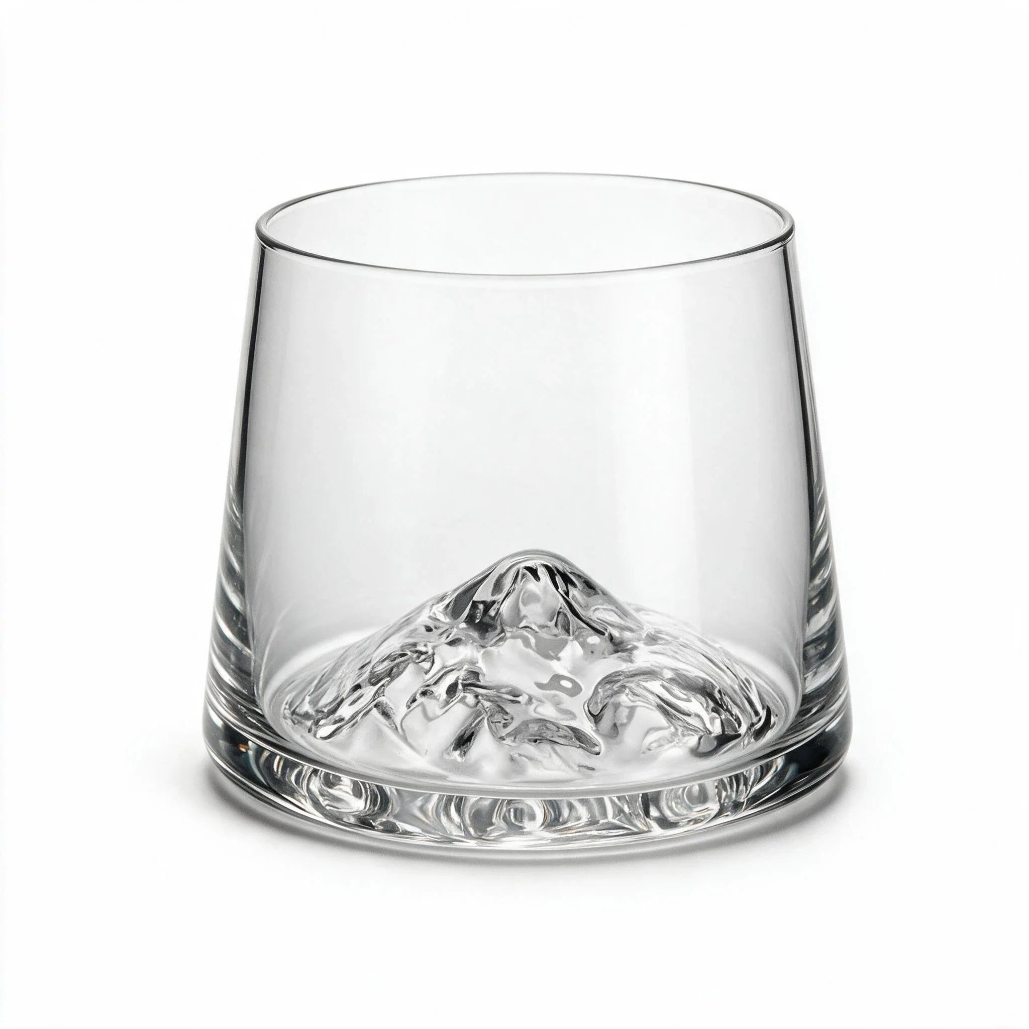 Vale modern whiskey glass with a sculpted mountain base and subtly tapered sides 1