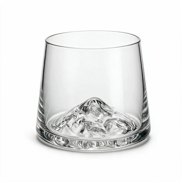 Vale modern whiskey glass with a sculpted mountain base and subtly tapered sides 1