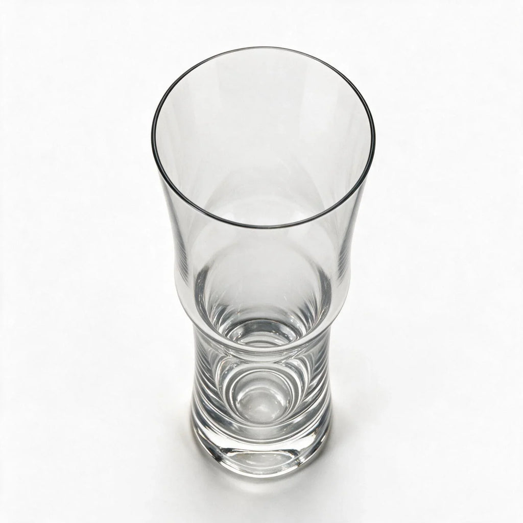 Alden clear beer glass with a contoured pilsner silhouette