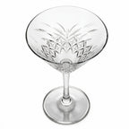 Caspian classic martini glass featuring an intricate geometric cut pattern and long stem 4