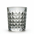 Harlow classic whisky glass with a geometric diamond pattern and flat base 1