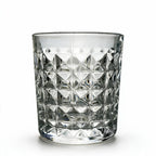 Harlow classic whisky glass with a geometric diamond pattern and flat base 1
