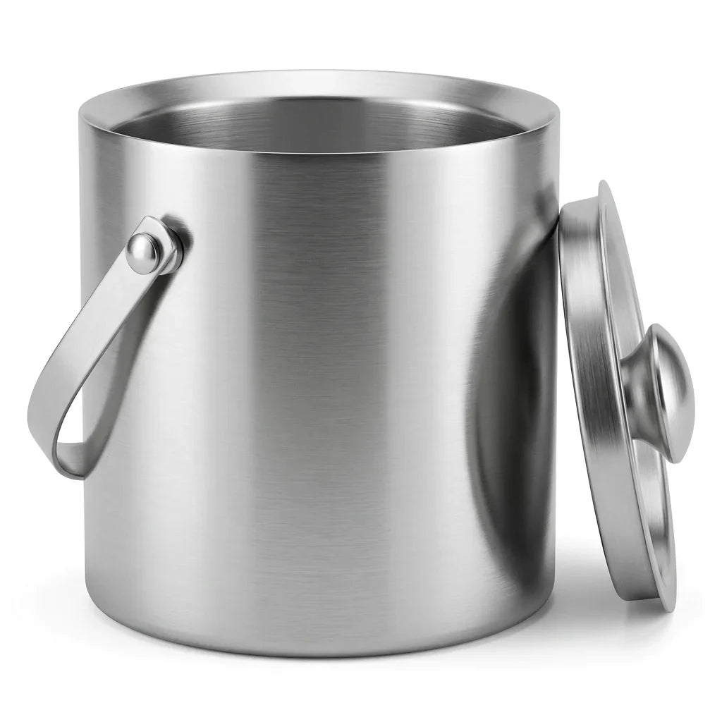 Blair silver ice bucket with a matching lid and swing handle