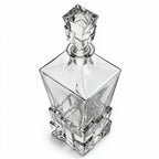 Vanguard clear glass whisky decanter with a bold geometric base and matching stopper