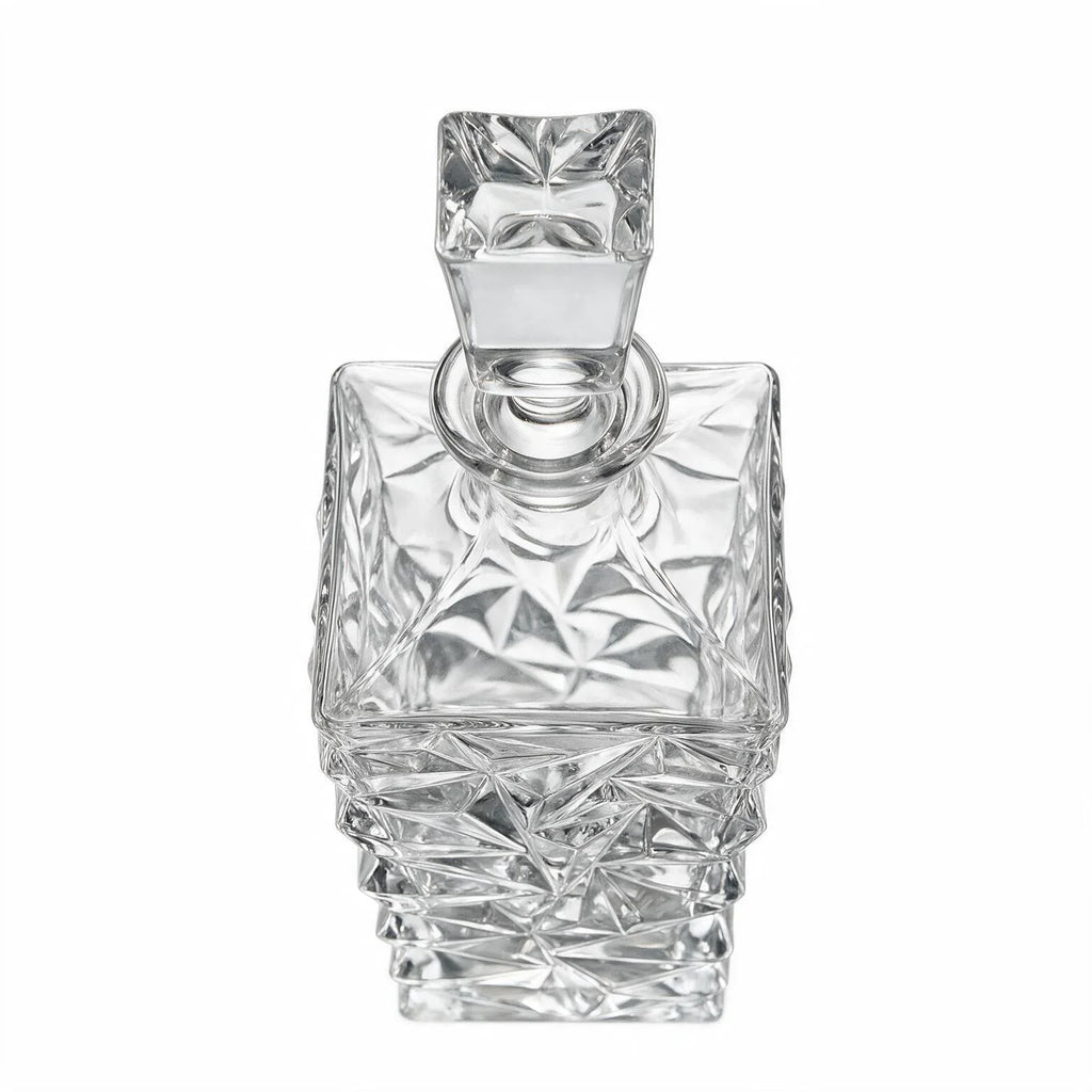 Westmoor clear whisky decanter with diamond cut facets and a square base