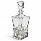Vanguard clear glass whisky decanter with a bold geometric base and matching stopper