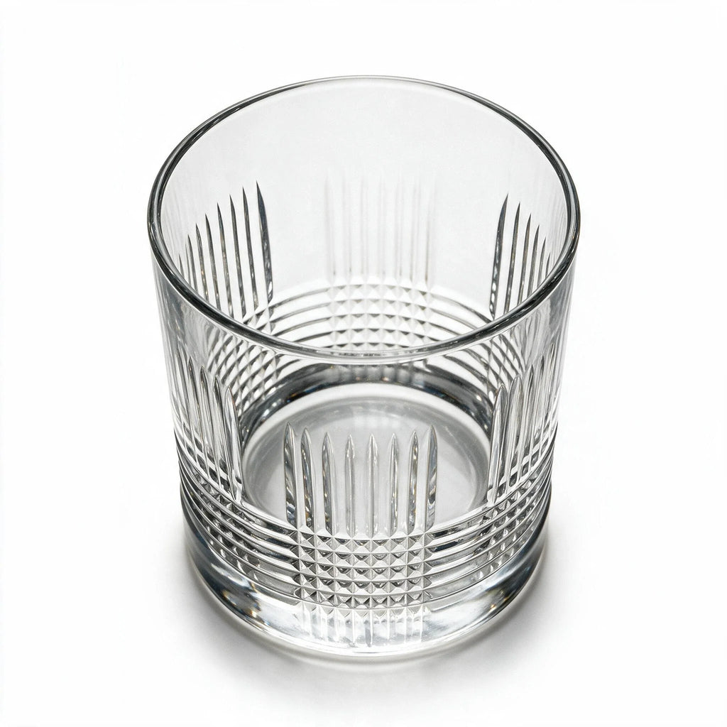 Knox classic whisky glass featuring sharp linear cuts and a flat base 2