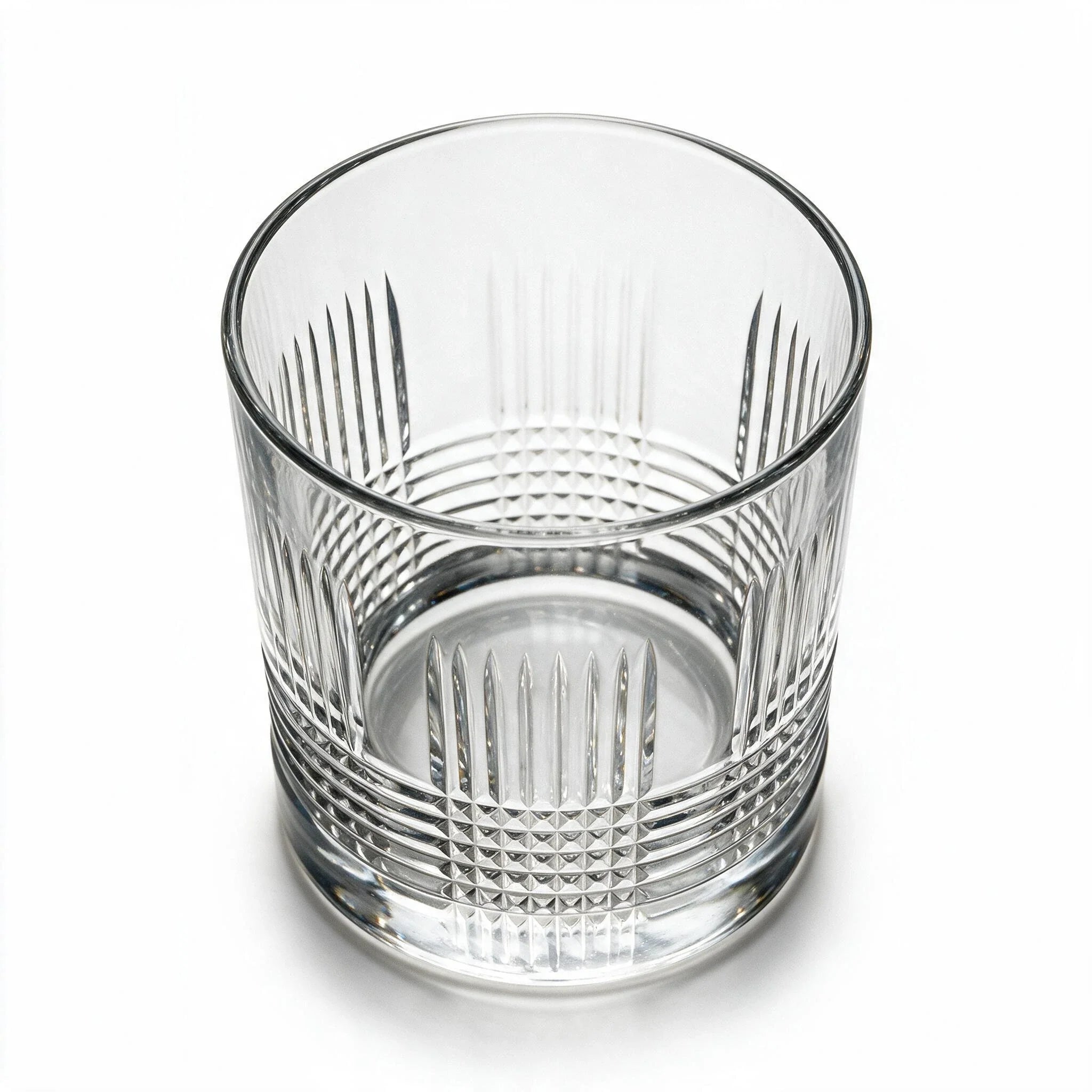 Knox classic whisky glass featuring sharp linear cuts and a flat base 2