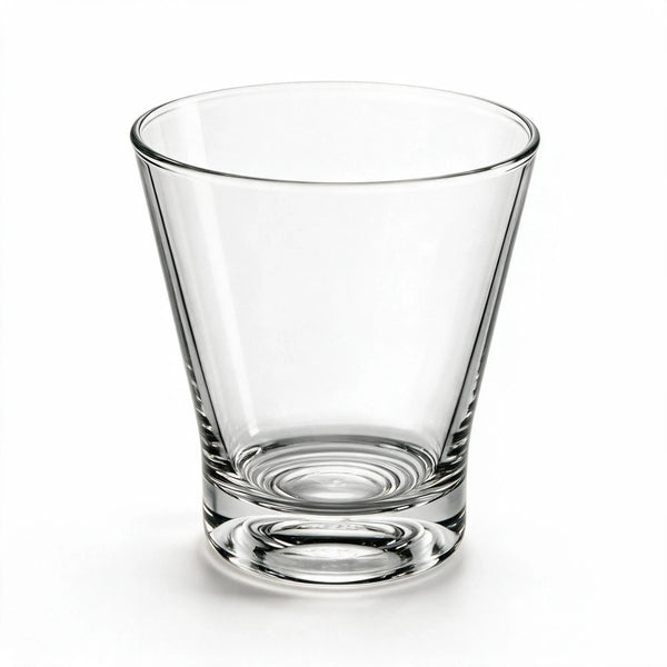 Flare modern whiskey glass featuring a clean flared silhouette and heavy base