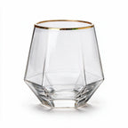 Aura classic whisky glass featuring gentle vertical fluting and a gold rim1