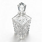 Westmoor clear whisky decanter with diamond cut facets and a square base