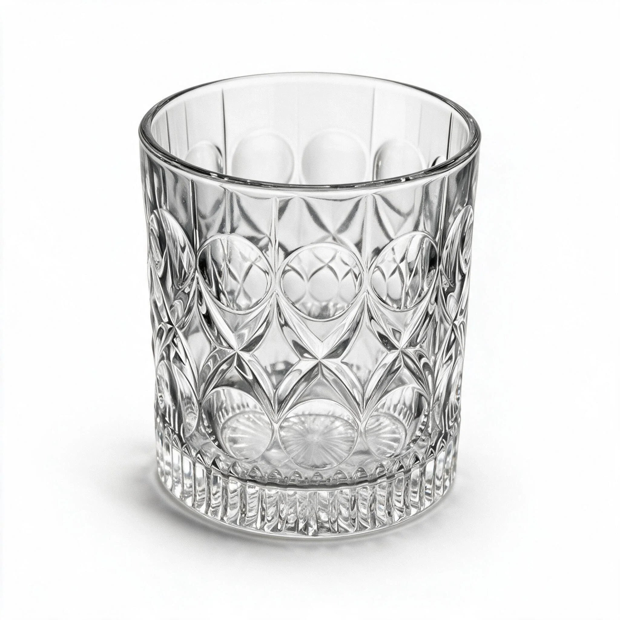 Cadence classic whisky glass featuring a heavily textured geometric pattern and flat base 2