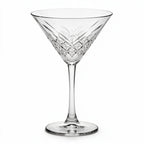 Caspian classic martini glass featuring an intricate geometric cut pattern and long stem 1