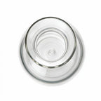 Orla clear glass decanter with a spherical wooden stopper