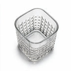 Astor clear whisky glass with diamond cut facets and a square base