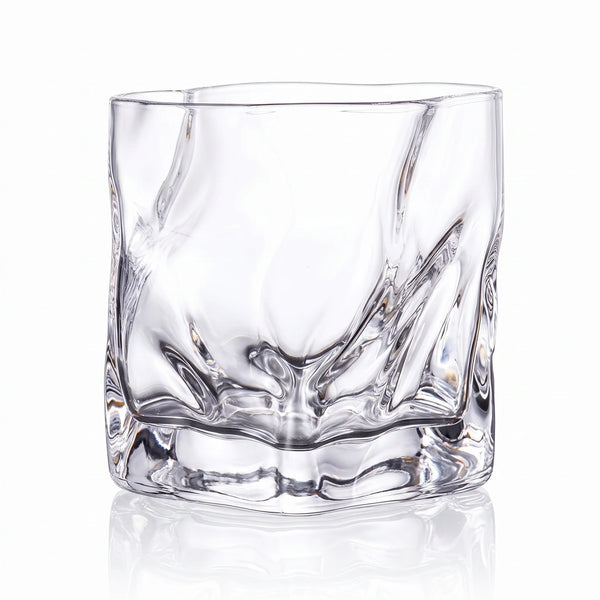 Helix modern whiskey glass featuring a twisted angular silhouette and heavy base 1