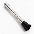 Remi stainless steel cocktail muddler with a black textured head