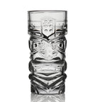 Kahuna clear tiki glass featuring a deeply sculpted tropical face design 6