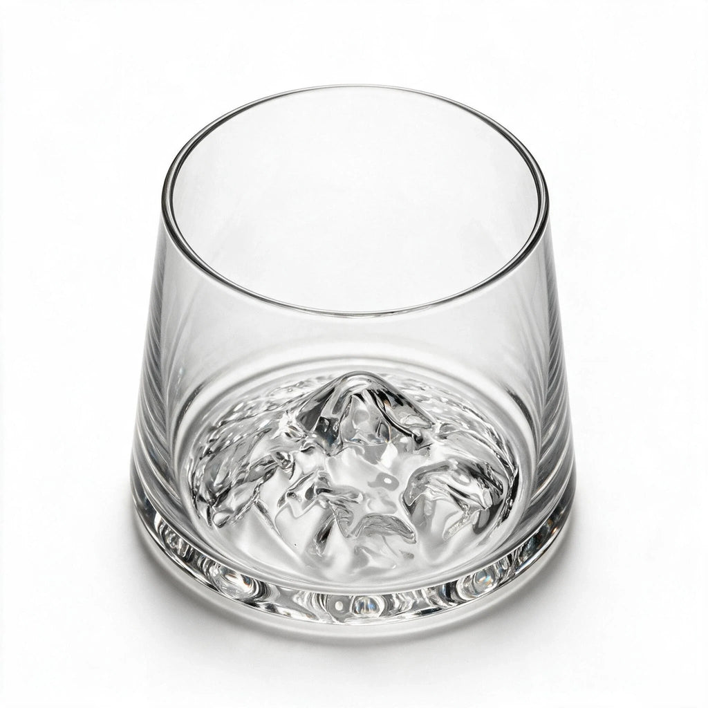 Vale modern whiskey glass with a sculpted mountain base and subtly tapered sides 3