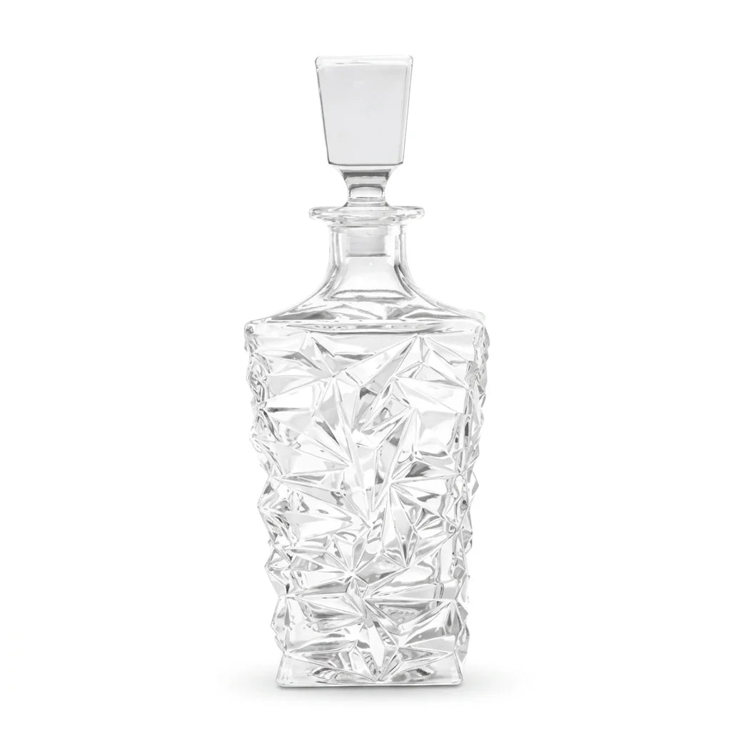 Westmoor clear whisky decanter with diamond cut facets and a square base