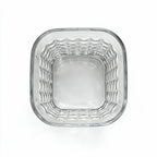 Astor clear whisky glass with diamond cut facets and a square base