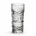 Kahuna clear tiki glass featuring a deeply sculpted tropical face design