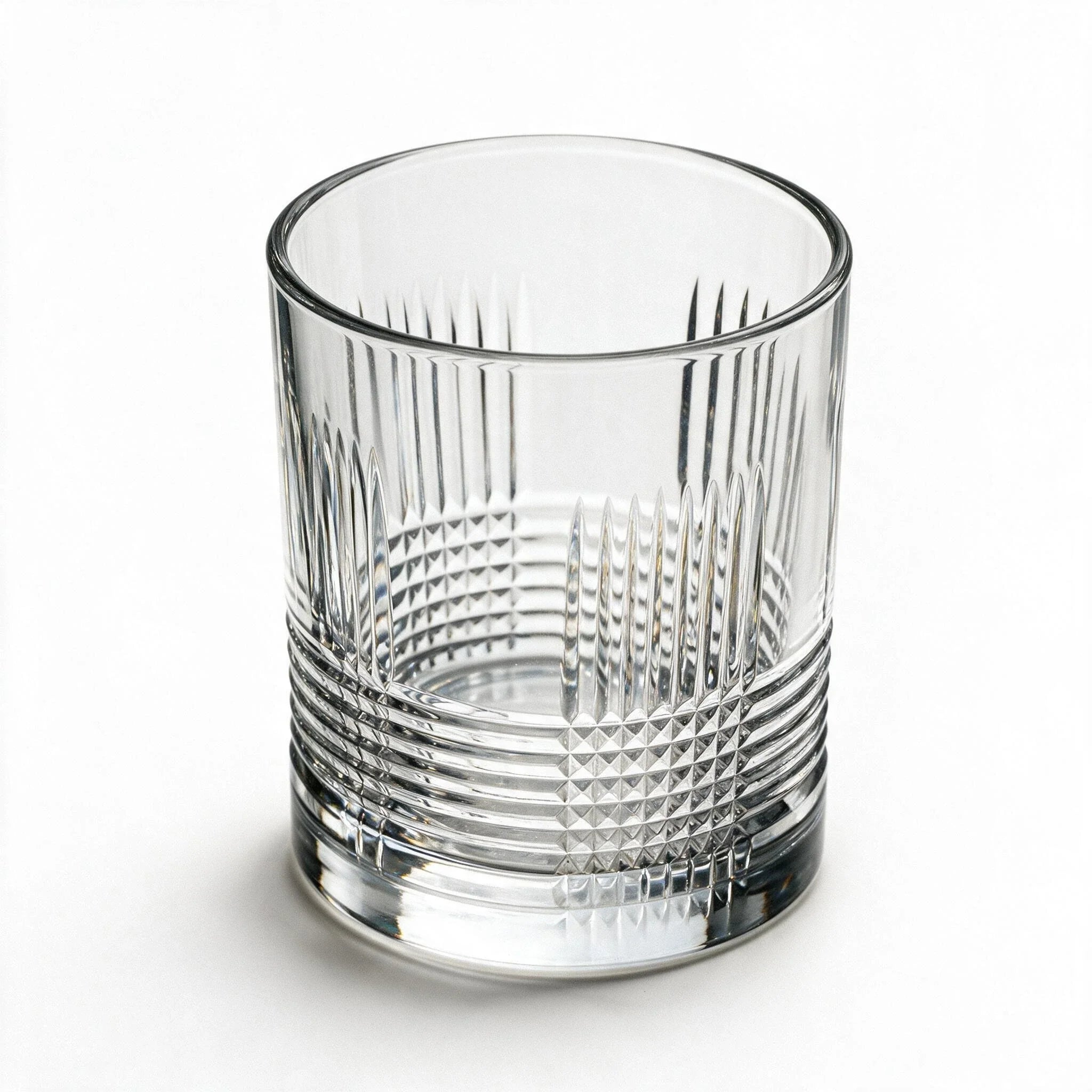 Knox classic whisky glass featuring sharp linear cuts and a flat base 4