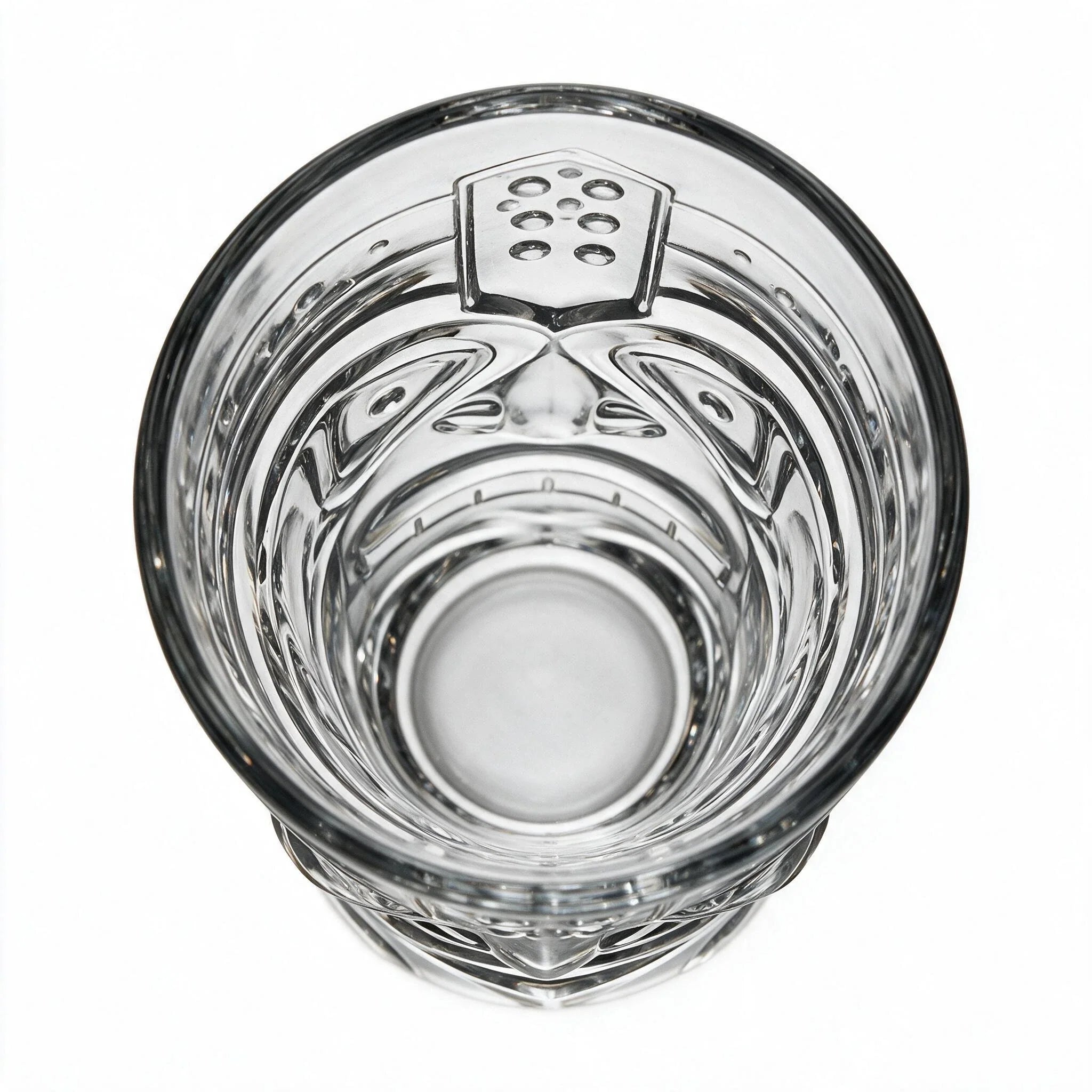 Kahuna clear tiki glass featuring a deeply sculpted tropical face design 3