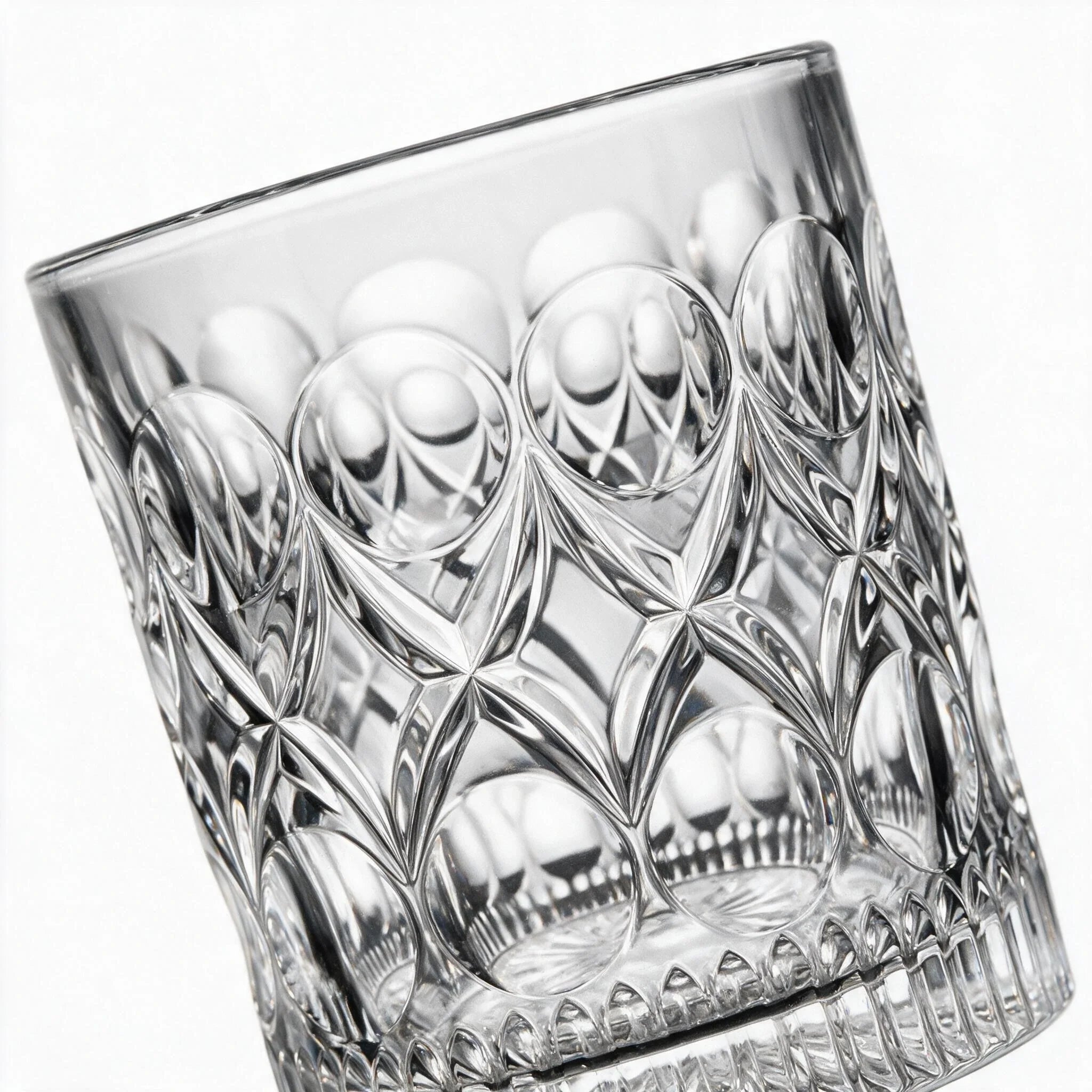 Cadence classic whisky glass featuring a heavily textured geometric pattern and flat base 5