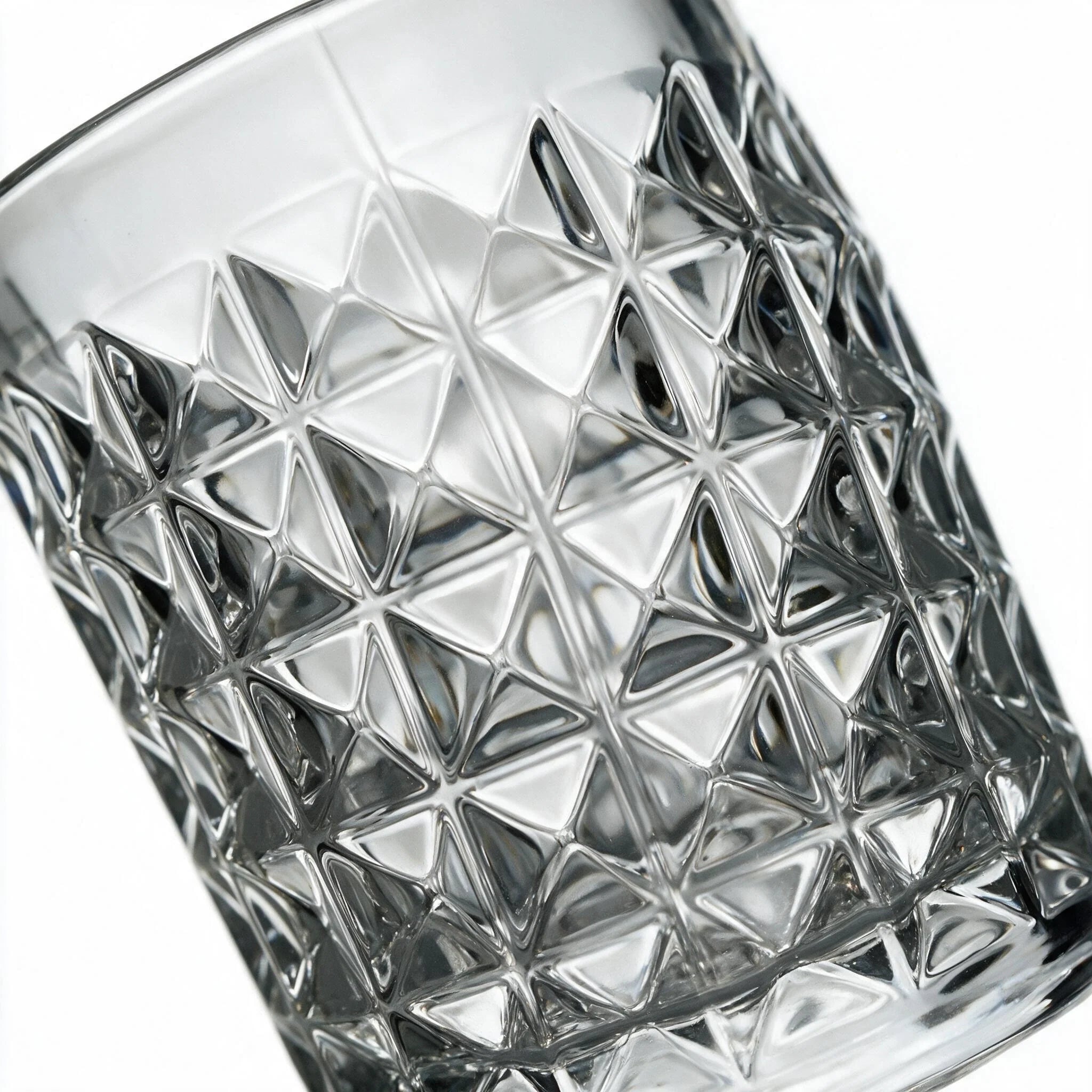 Harlow classic whisky glass with a geometric diamond pattern and flat base 6