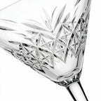 Caspian classic martini glass featuring an intricate geometric cut pattern and long stem 2