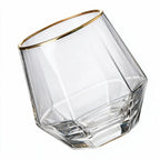 Aura classic whisky glass featuring gentle vertical fluting and a gold rim 4