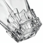 Vanguard clear glass whisky decanter with a bold geometric base and matching stopper