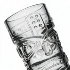 Kahuna clear tiki glass featuring a deeply sculpted tropical face design 5